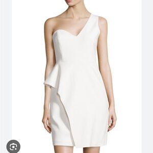 Black Halston Heritage One-Shoulder Peplum Dress